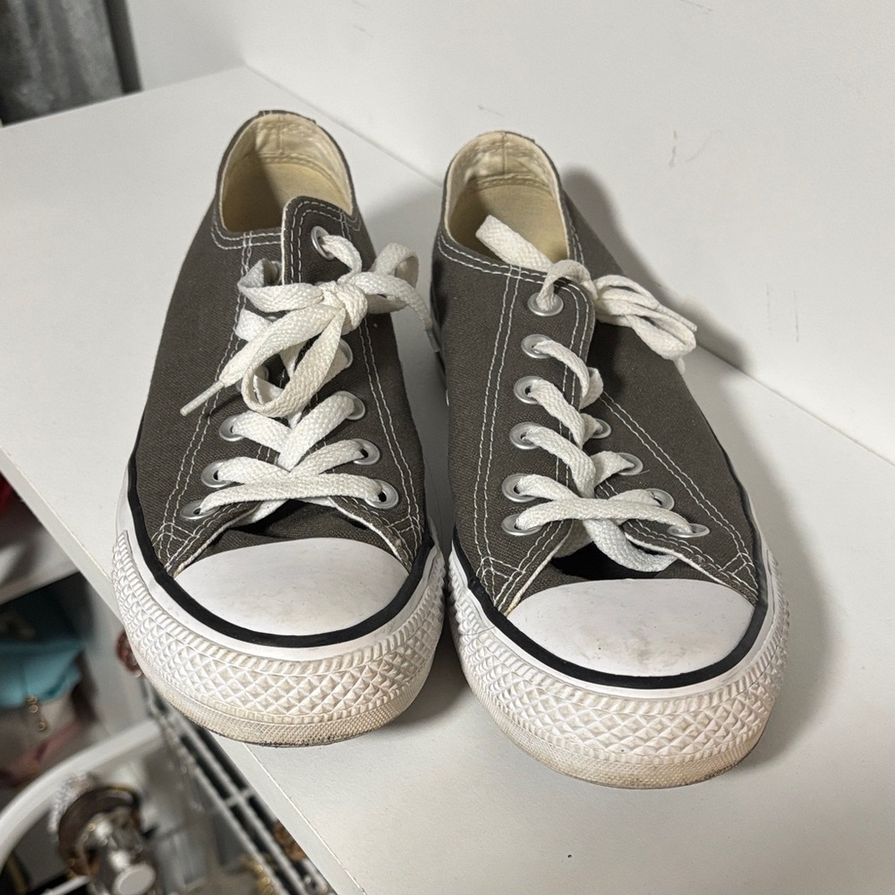 Grey Canvas Sneakers with White Laces